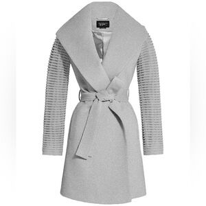Sentaler Baby Alpaca Mid Length Shawl Collar Wrap Coat in Shale Grey, XS